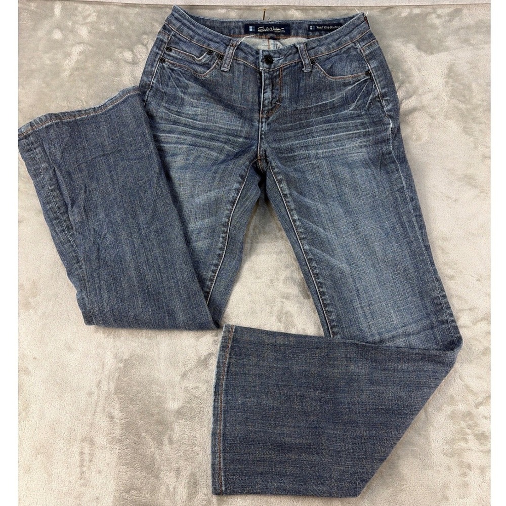 Salt Works Med Rise Bootcut Jeans Womens 2P Medium Wash Stretch Denim Petite